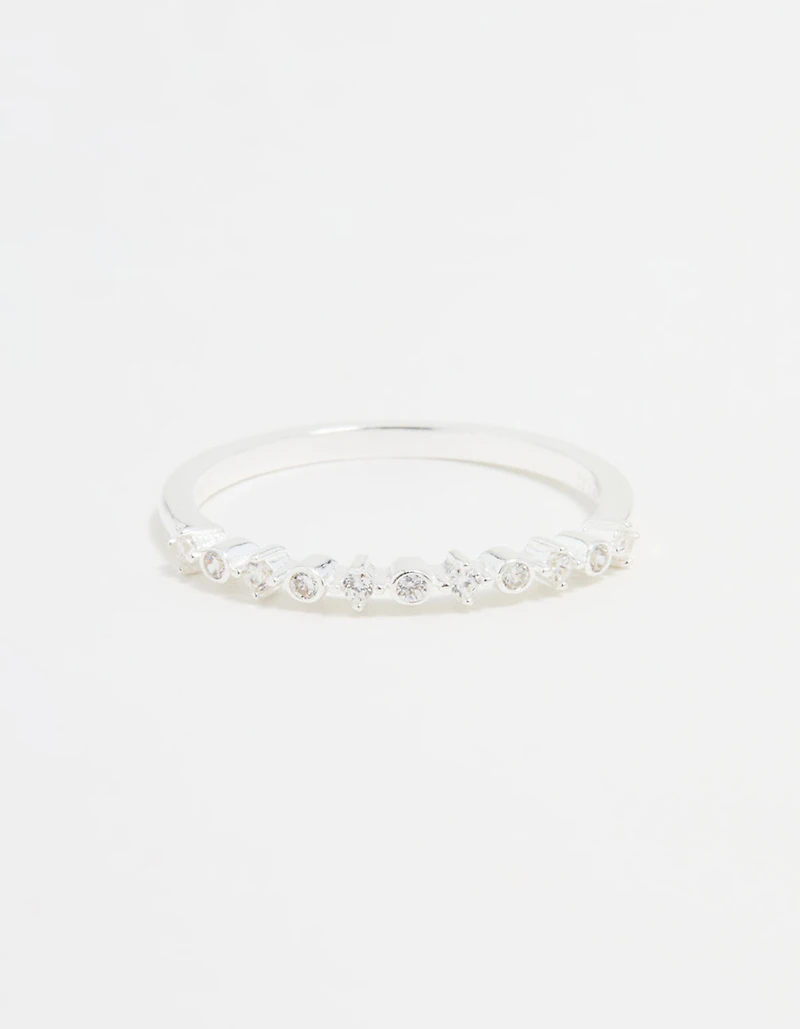 Sterling Silver Cubic Zirconia Circle Pave Ring