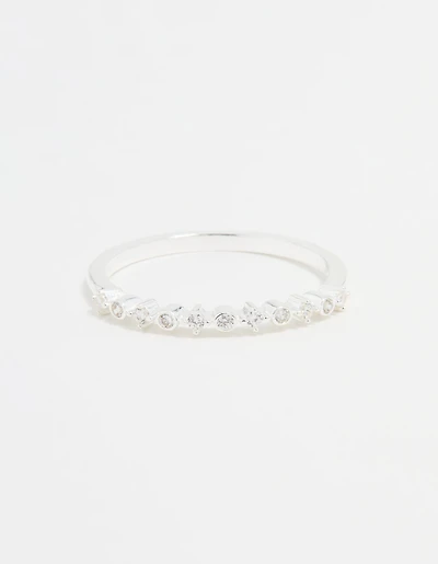 Sterling Silver Cubic Zirconia Circle Pave Ring