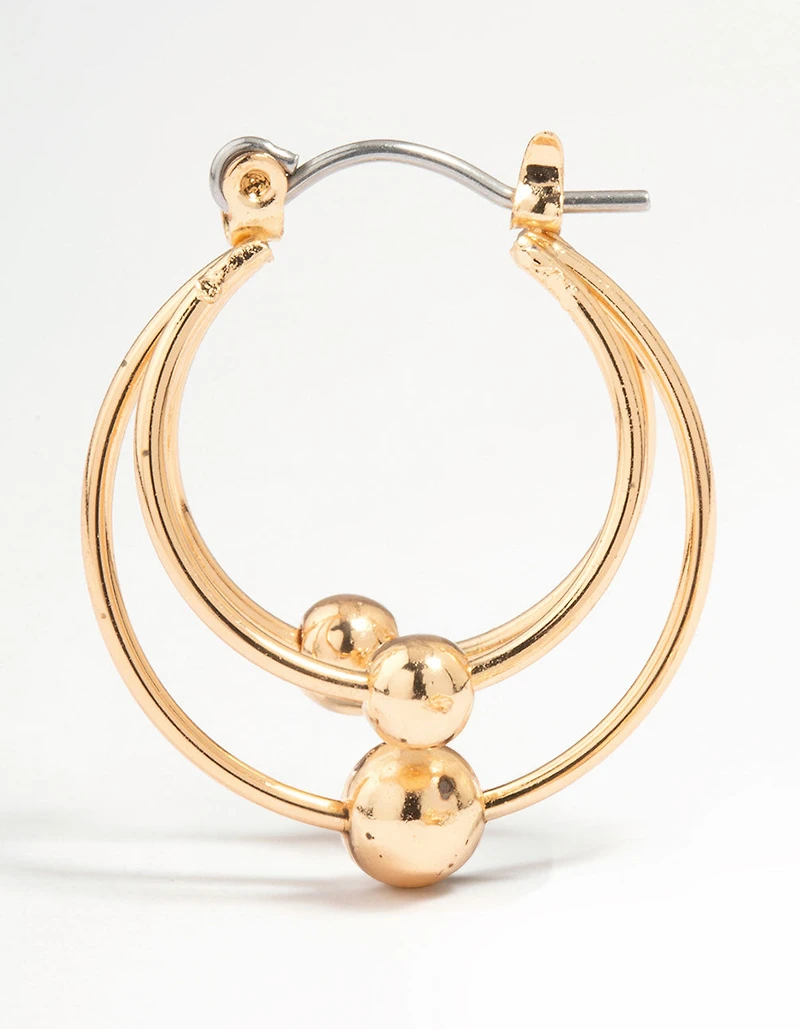 Gold Ball Hoop Earrings