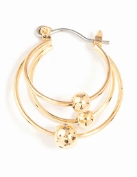 Gold Ball Hoop Earrings