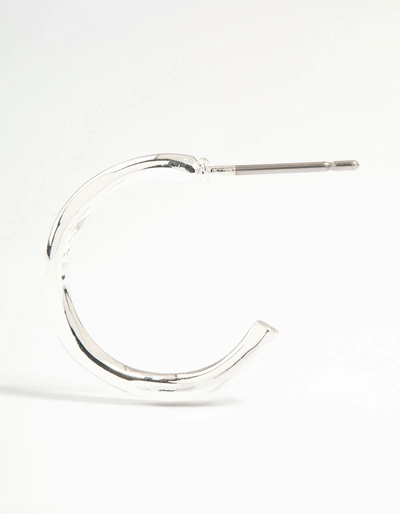 Silver Thin Twisted Hoop Earrings 2-Pack