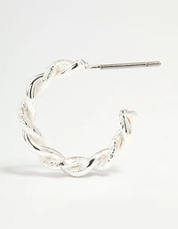 Silver Thin Twisted Hoop Earrings 2-Pack
