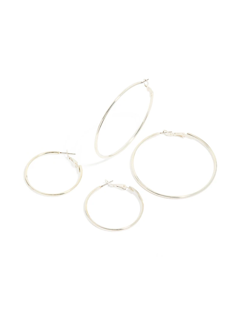 Silver Mixed Size Hoop Earrings 2-Pack