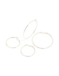 Silver Mixed Size Hoop Earrings 2-Pack