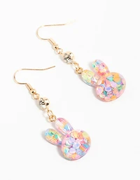 Gold Bubble Bunny Head Drop Earrings