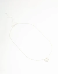 Silver Ball Chain O Ring Necklace
