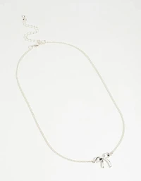 Silver Plain Bow Necklace