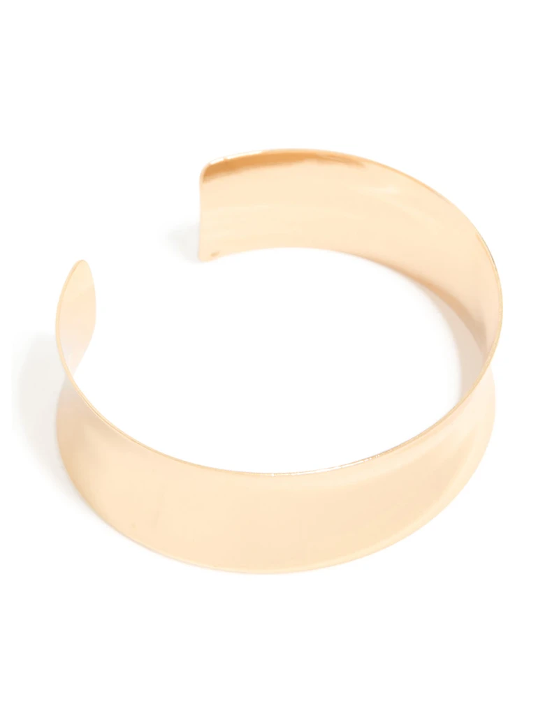 Gold Flat Wide Wrist Cuff