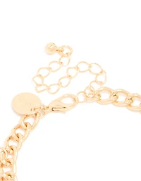 Gold Pearl Heart Charm Bracelet