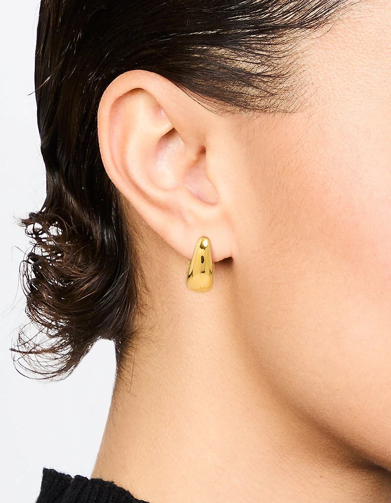 Boucles d’oreilles ovales ovales en acier chirurgical plaqués or