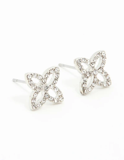 Surgical Steel Diamante Flower Stud Earrings