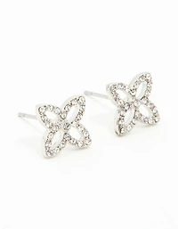 Surgical Steel Diamante Flower Stud Earrings