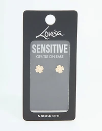 Gold Plated Surgical Steel Diamante Flower Stud Earrings