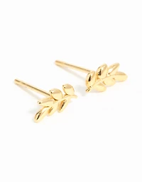 Gold Plated Surgical Steel Leaf Stud Earrings
