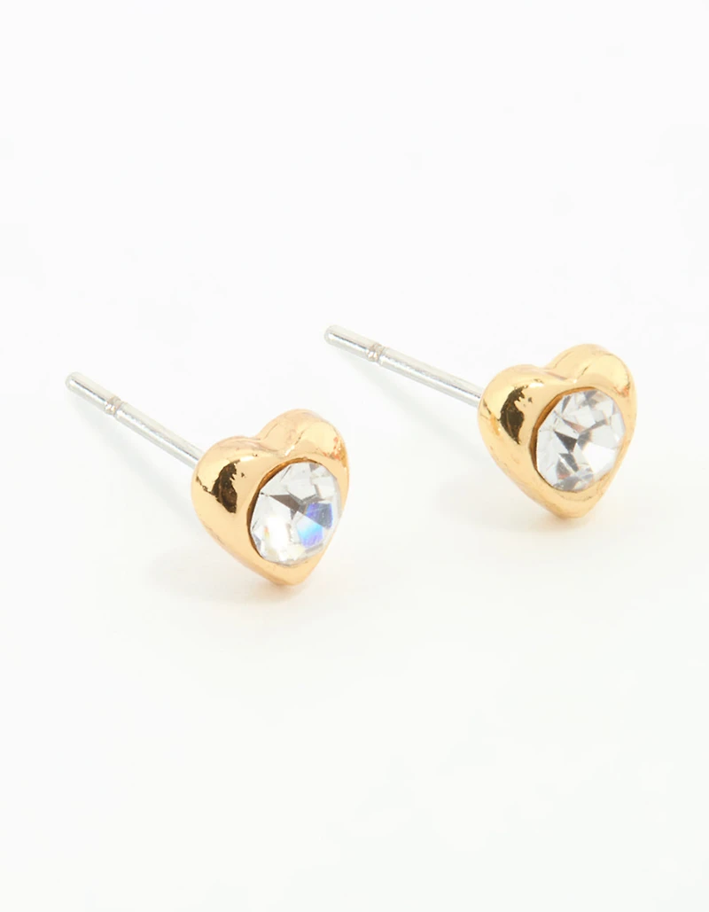 Boucles d’oreilles en acier chirurgical plaqué or en diamant en forme de cœur