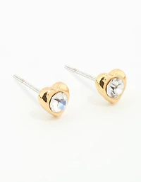 Boucles d’oreilles en acier chirurgical plaqué or en diamant en forme de cœur