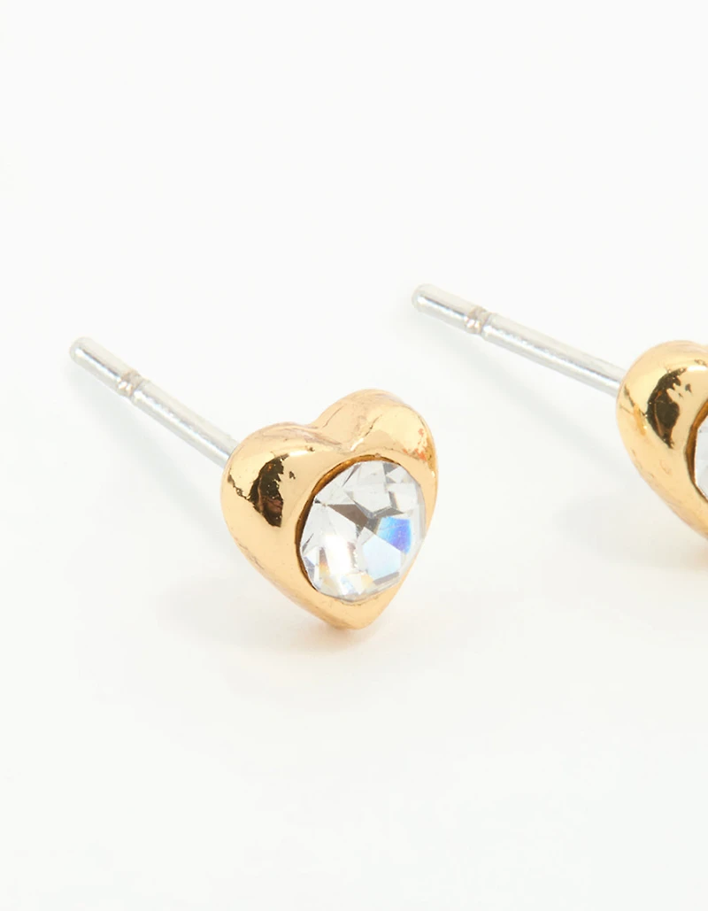 Boucles d’oreilles en acier chirurgical plaqué or en diamant en forme de cœur