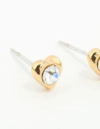 Boucles d’oreilles en acier chirurgical plaqué or en diamant en forme de cœur