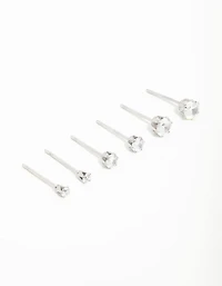 Surgical Steel Cubic Zirconia Stud Earrings 3-Pack