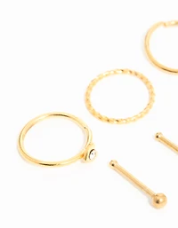 Gold Plated Surgical Steel Micro Heart Nose Piercing 6-Pack