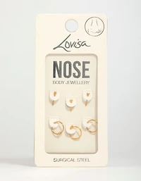 Gold Plated Surgical Steel Micro Star Nose Piercing 6-Pack