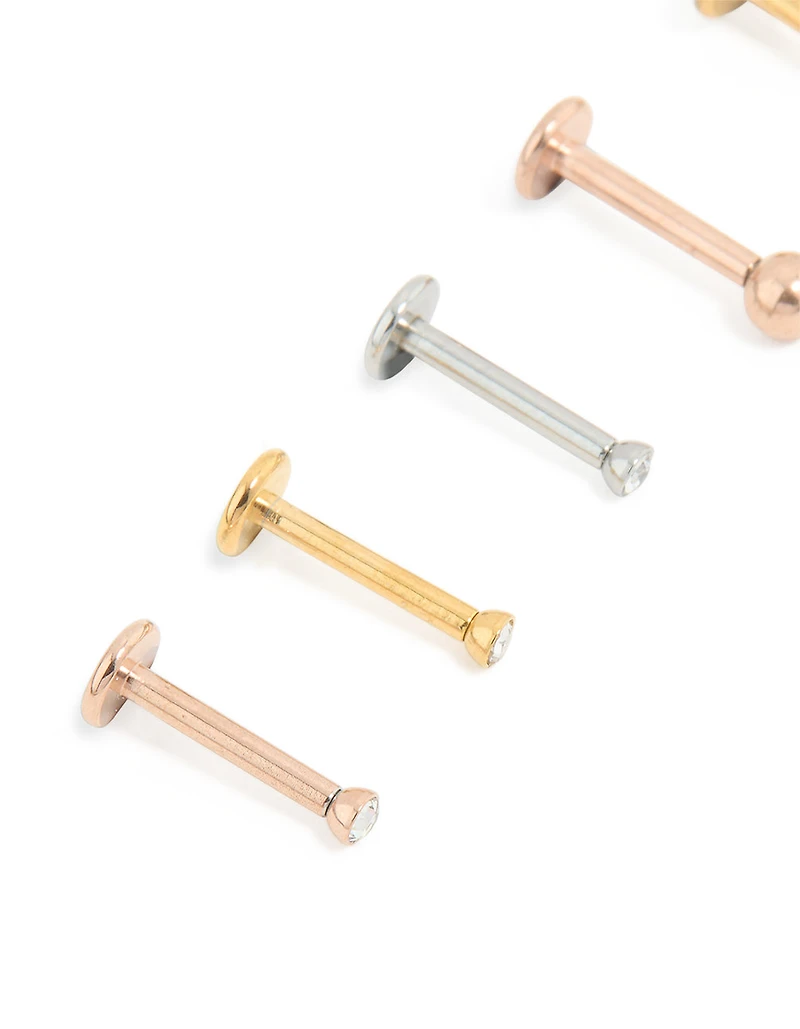 Mixed Mini Diamante Surgical Steel Flat Back Studs 6-Pack