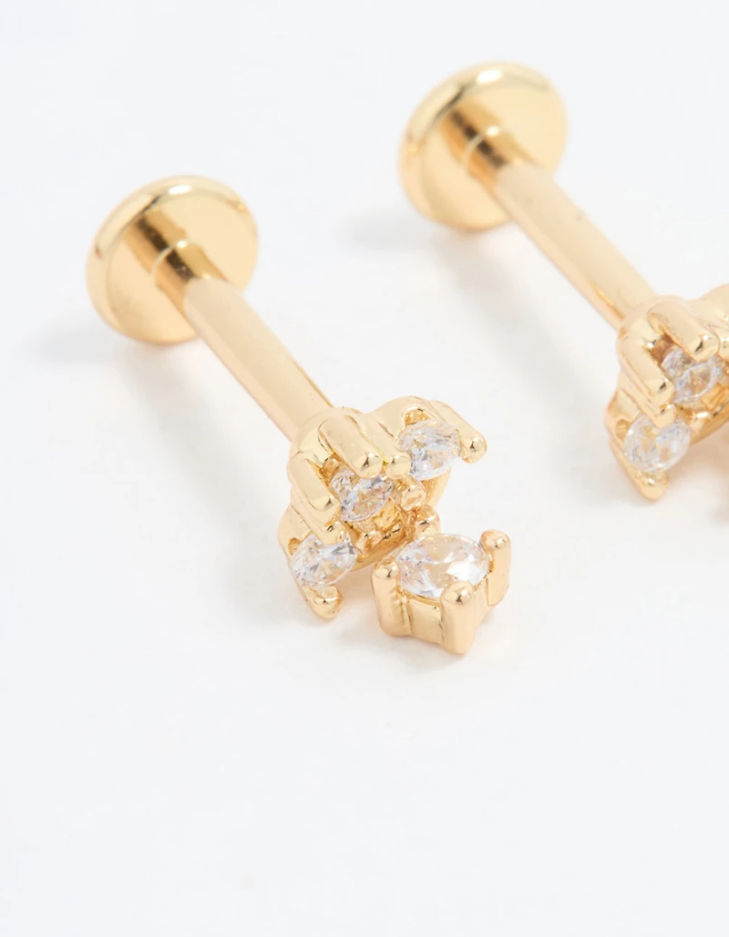 Gold Plated Surgical Steel Cubic Zirconia Flat Back Pack