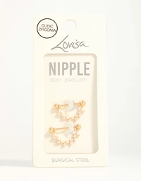 Surgical Steel Cubic Zirconia Vine Nipple Bars 2-Pack