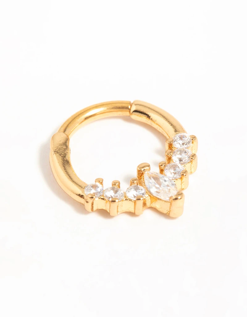 Gold Plated Surgical Steel Diamante Crown Ear Clicker