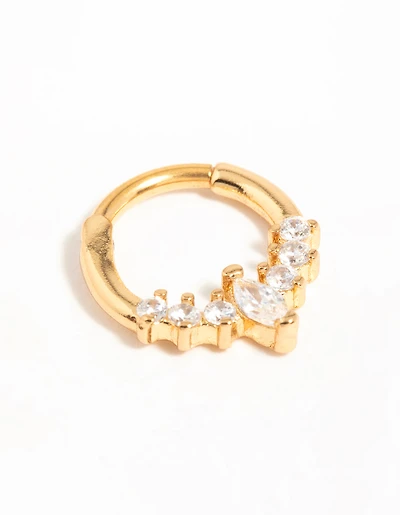 Gold Plated Surgical Steel Diamante Crown Ear Clicker