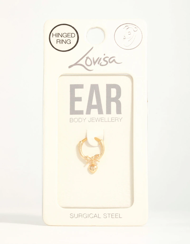 Gold Plated Surgical Steel Heart Ear Clicker