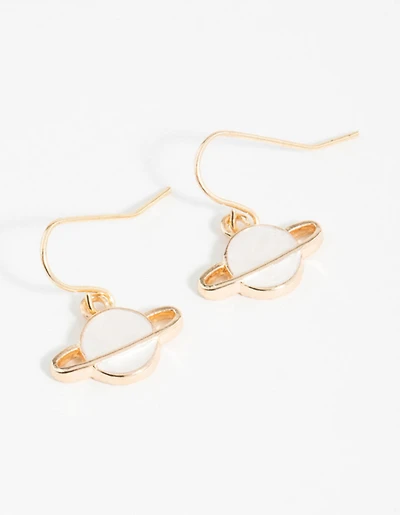 Gold Planet Hook Earrings