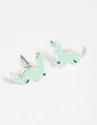 Silver Dinosaur Cartoon Stud Earrings