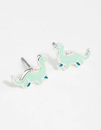 Silver Dinosaur Cartoon Stud Earrings