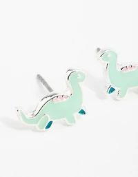 Silver Dinosaur Cartoon Stud Earrings