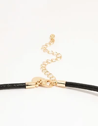 Gold Molten Heart Cord Pendant Necklace
