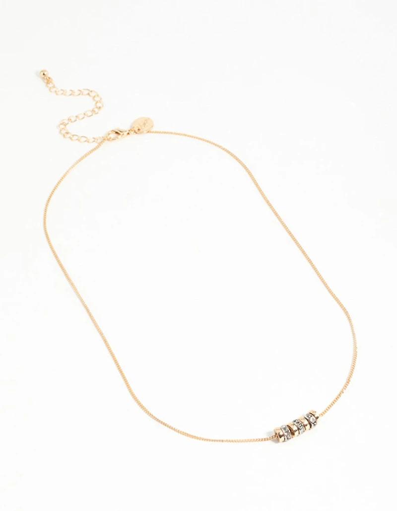 Mixed Metals Diamante Rondell Necklace