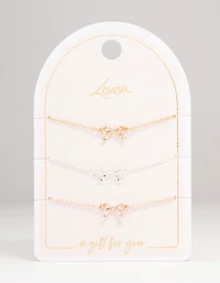 Mixed Metals Bow Bracelets 3-Pack