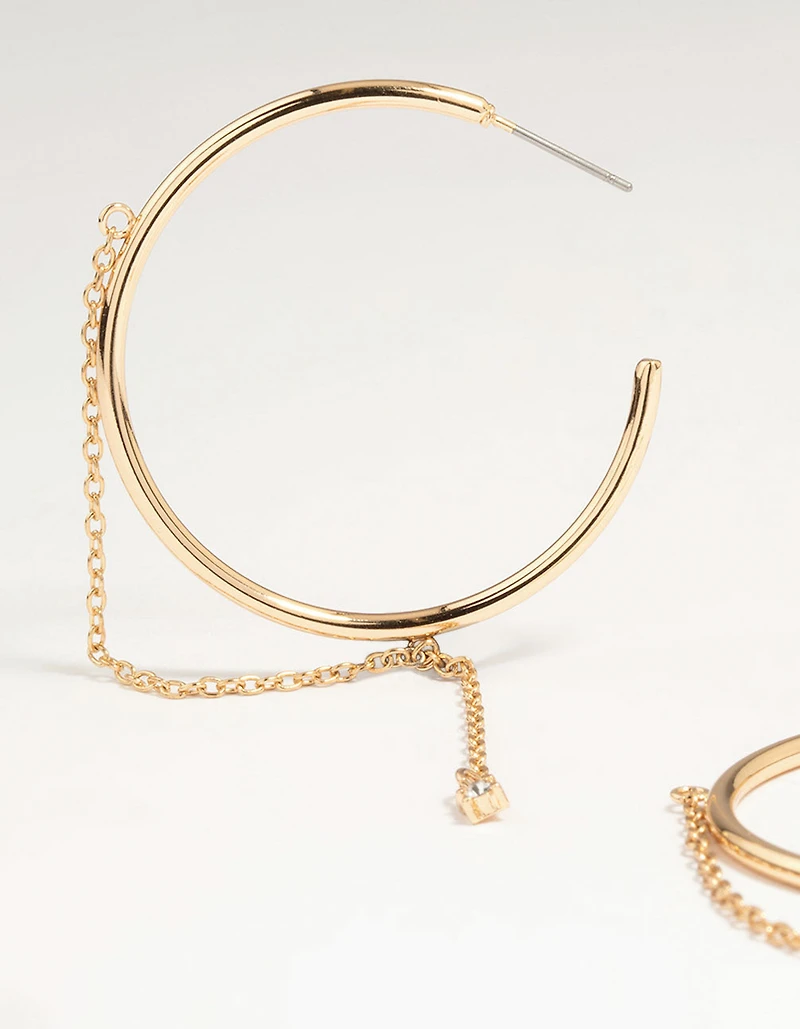 Gold Dainty Chain Hoop Earrings