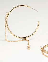 Gold Dainty Chain Hoop Earrings