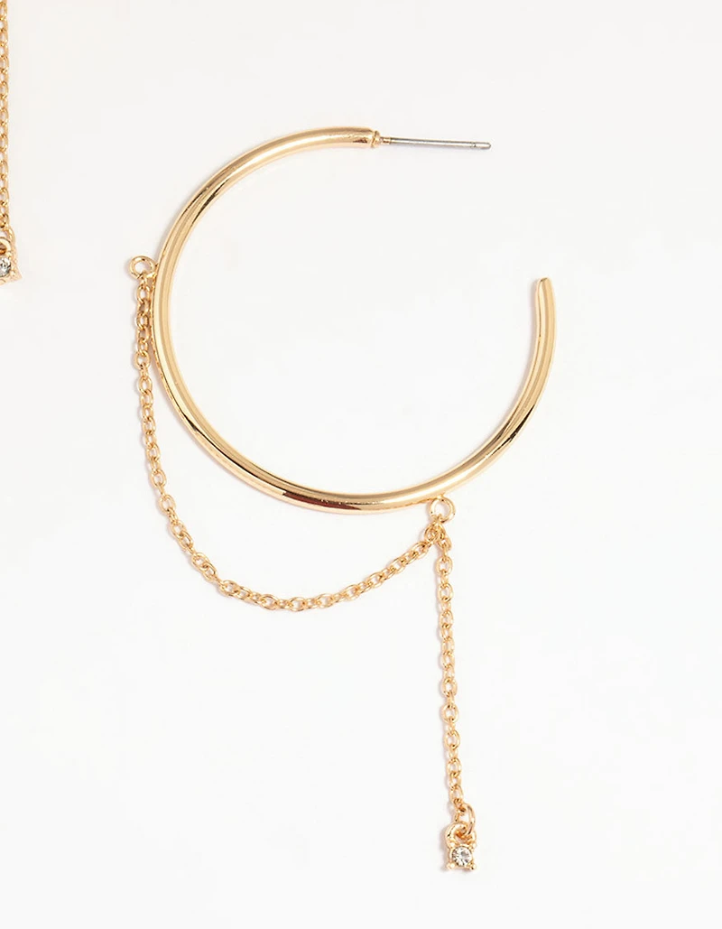 Gold Dainty Chain Hoop Earrings