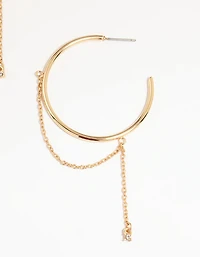 Gold Dainty Chain Hoop Earrings