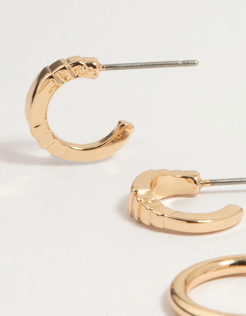 Gold Drop Hoop Earrings 6-Pack