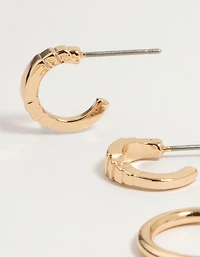 Gold Drop Hoop Earrings 6-Pack