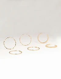 Gold Smooth & Twist Hoop Earrings 3-Pack