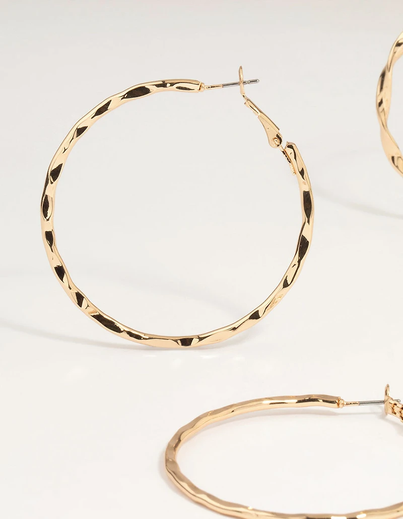 Gold Smooth & Twist Hoop Earrings 3-Pack