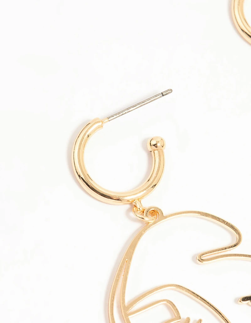 Gold Kissy Face Drop Earrings