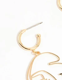 Gold Kissy Face Drop Earrings