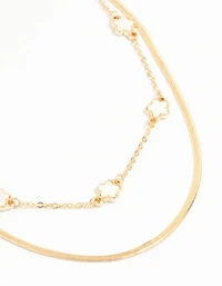 Gold Flower Layered Necklace