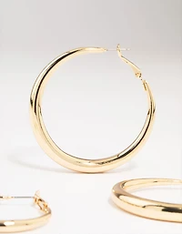 Gold Smooth Huggie Hoop Earrings 3-Pack